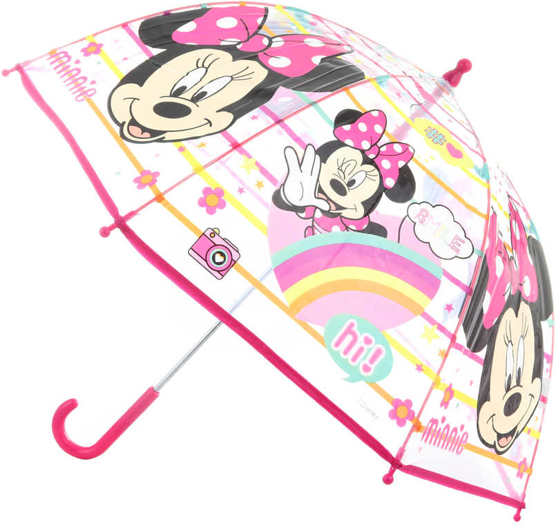Fotografie Deštník dětský Disney Minnie Mouse 70x70x64cm průhledný manuální