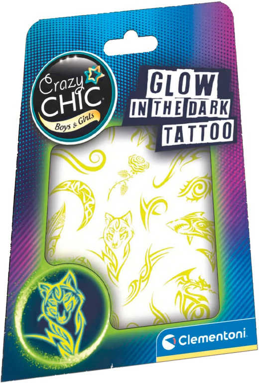 CLEMENTONI Tetování Crazy CHIC svítící ve tmě pro kluky a holky