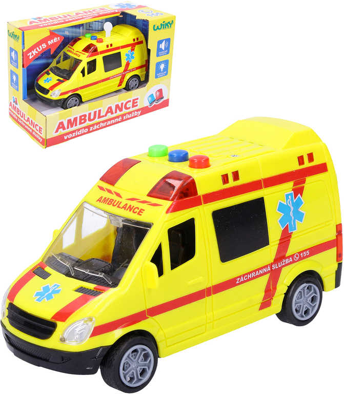Fotografie Wiky Auto ambulance záchranáři plast 14,5cm na baterie se světlem a zvukem