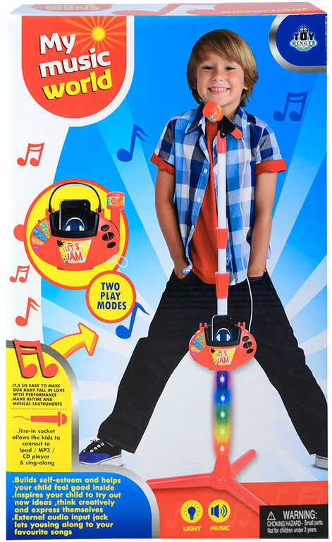 Fotografie Mikrofon dětský stojanový na baterie MP3 / IPOD / Přehrávač Světlo Zvuk