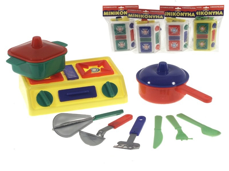 Fotografie Nádobí dětský kuchyňský set s vařičem a příslušenstvím různé barvy v sáčku