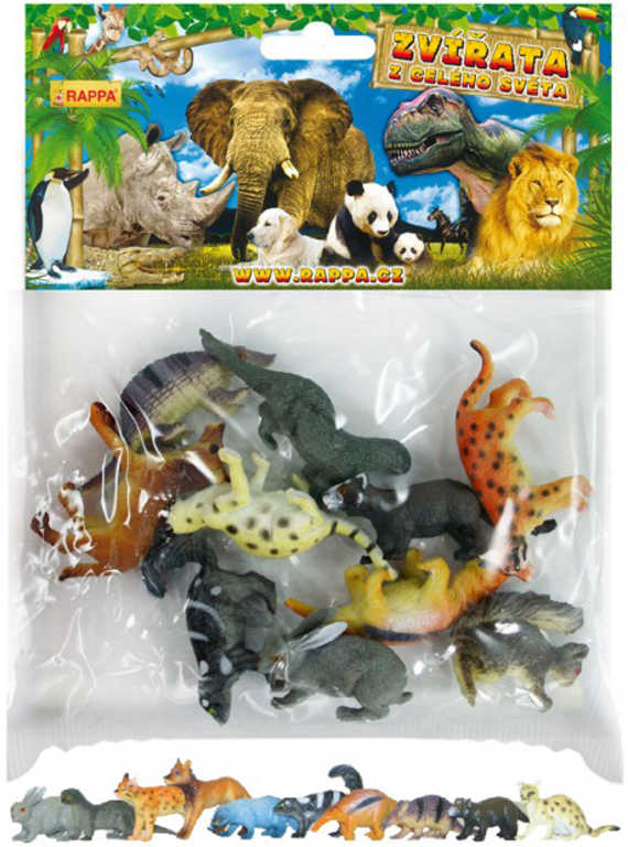 Zvířata divoká lesní 3-6cm plastové figurky zvířátka set 10ks v sáčku