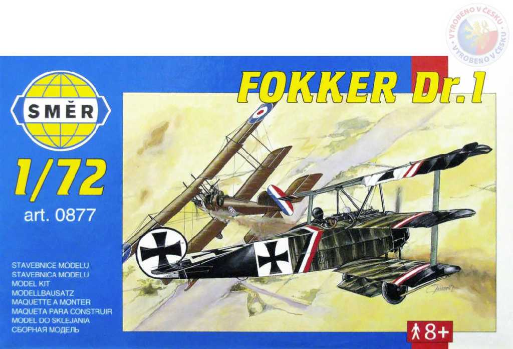 Fotografie Model Fokker DR.1 1:72 8,01x9,98cm v krabici 25x14,5x4,5cm