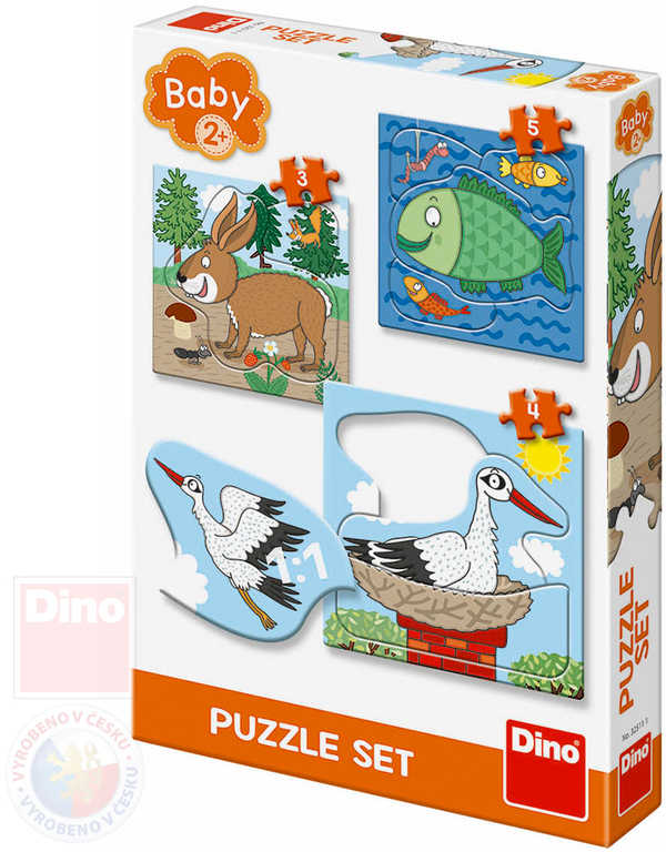Fotografie DINO Baby puzzle Kde žijí zvířátka 18x18cm skládačka 3v1 velké dílky