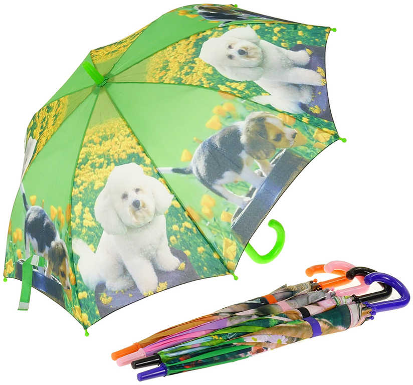 Fotografie Deštník dětský automatický 69x100cm foto potisk domácí mazlíčci 5 druhů