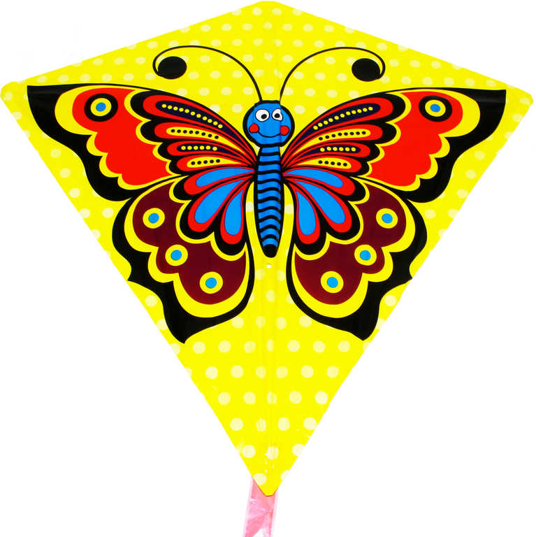 Drak létající žlutý motýl 68x73cm plastový v sáčku