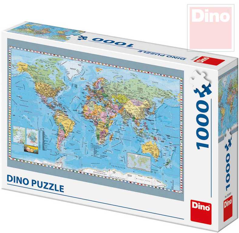 DINO Puzzle 1000 dílků Politická mapa světa 66x47cm skládačka v krabici