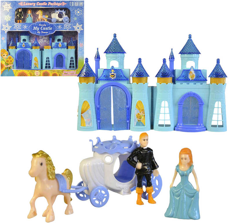 Fotografie Herní set hrad ledové království s figurkami a kočárem na baterie Světlo Zvuk