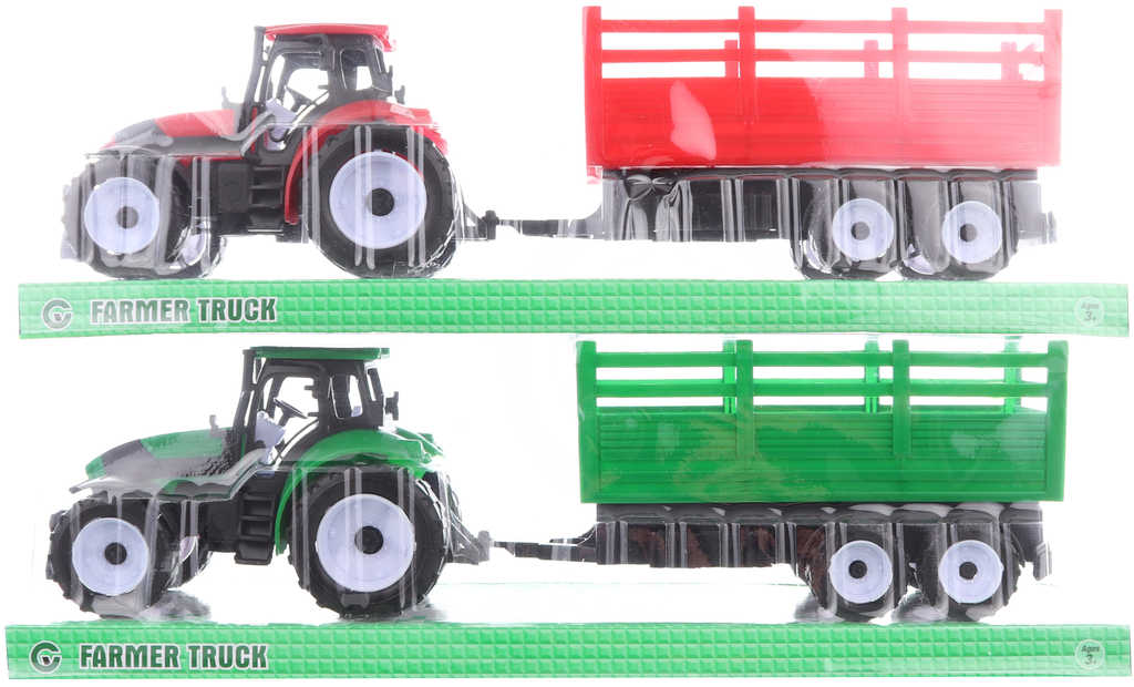 Fotografie Traktor zemědělský set s vlečkou 38cm 2 barvy plast blister