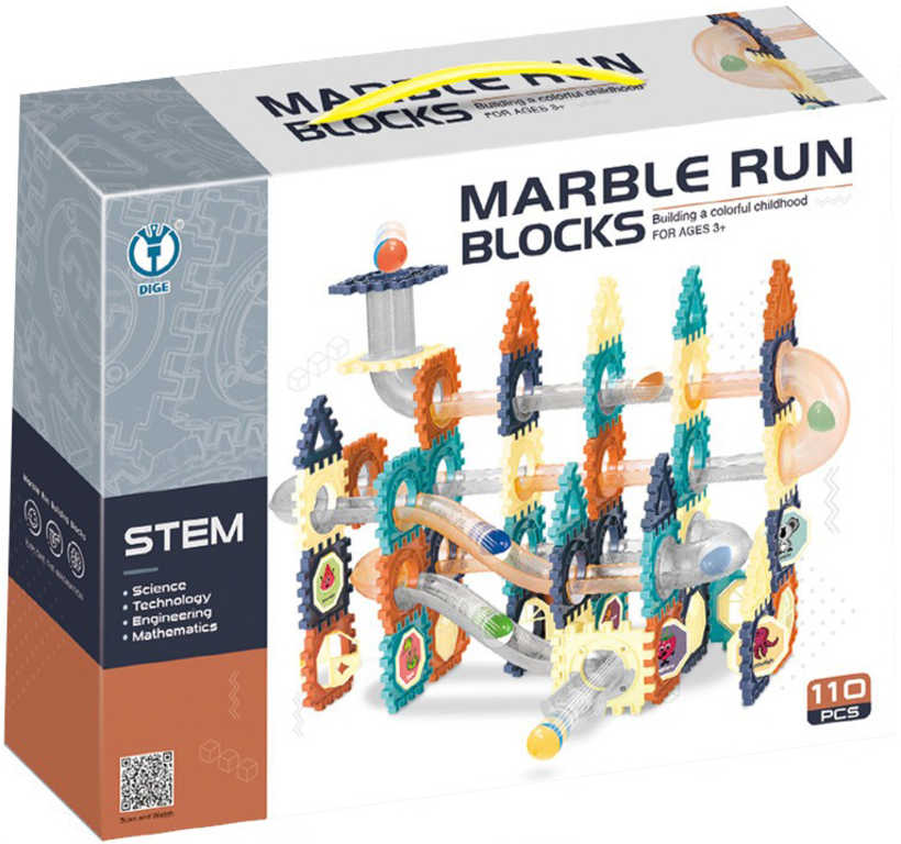 Kuličkodráha Marble Run Blocks 2D/3D stavebnice 110 dílků v krabici