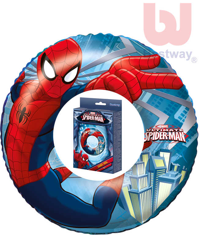 Fotografie BESTWAY Dětský kruh nafukovací 56cm plavací kolo do vody Spiderman 98003