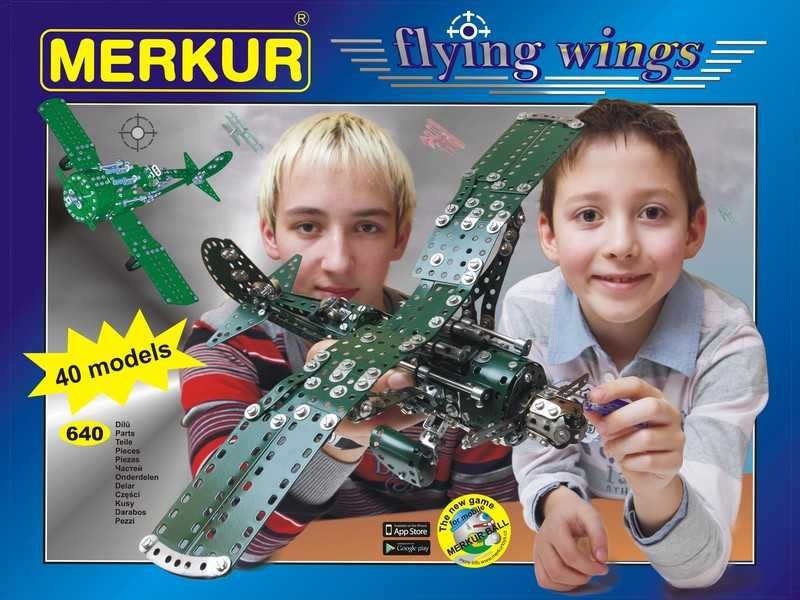 Fotografie Stavebnice MERKUR Flying wings 40 modelů 640ks v krabici 36x27x5cm