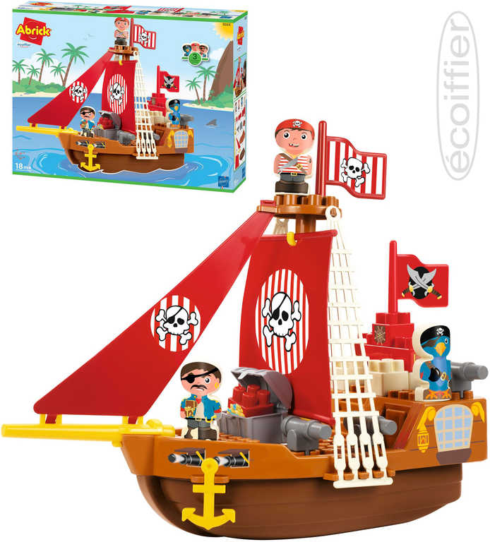Fotografie ECOIFFIER Baby Abrick loď pirátská herní set se 2 figurkami plast pro miminko