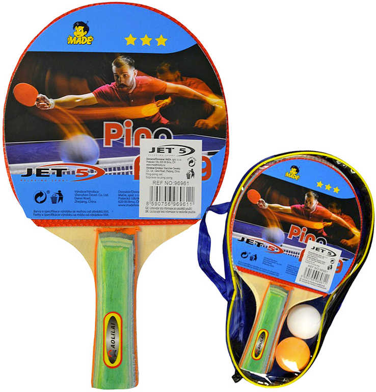 Fotografie Pinpongový set pálka 2ks + míček 2ks s pouzdrem na stolní tenis A46:185801
