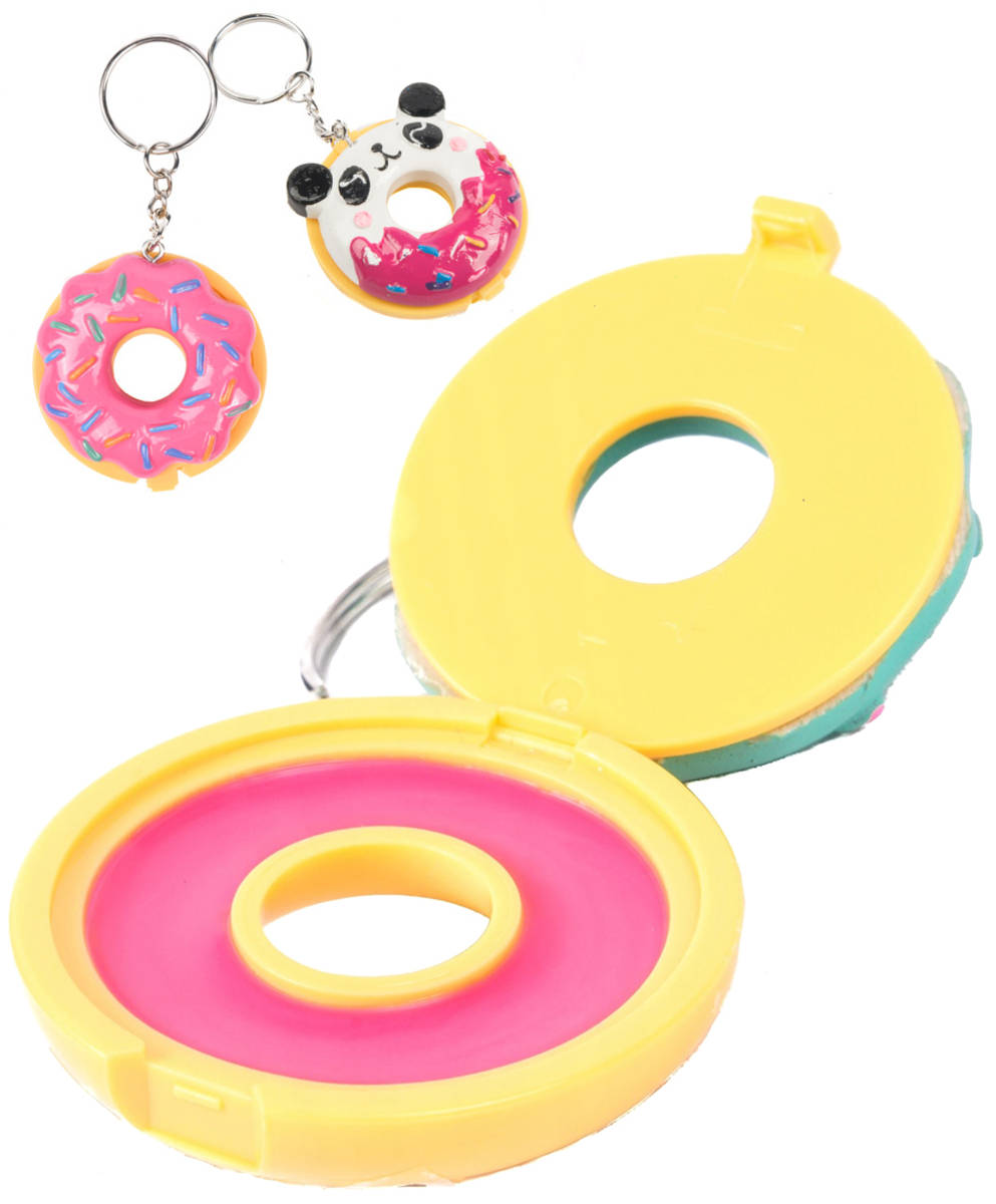 Balzám na rty Donut růžový přívěsek na klíče 2v1 dětská kosmetika 3 druhy