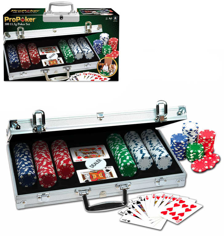 Fotografie HRA Poker De Luxe 300 žetonů v kufříku pro dospělé SPOLEČENSKÉ HRY
