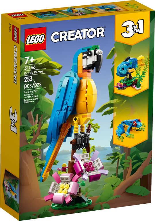 Fotografie LEGO CREATOR Exotický papoušek 3v1 31136 STAVEBNICE