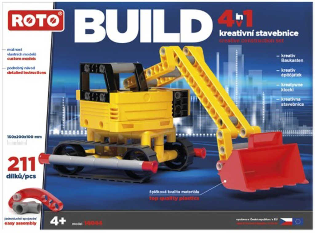 Fotografie ROTO Build Stavební stroje 211 dílků 4v1 konstrukční STAVEBNICE