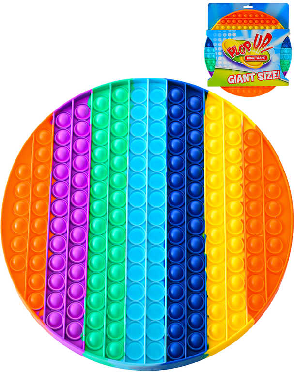 Fotografie Hra Pop It antistresová Bubble Pops Mega 30cm XXL 170 bublin silikon kruh duhový