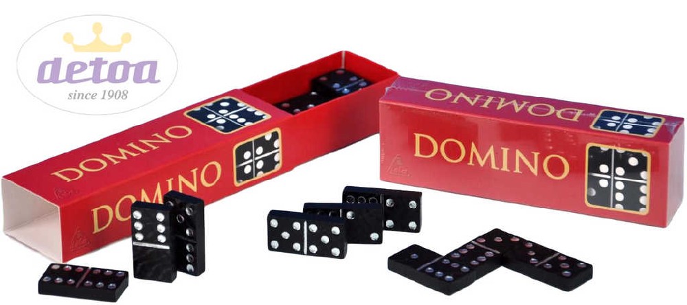 Fotografie Domino společenská hra dřevo 28ks v krabičce 15,5x3,5x5cm