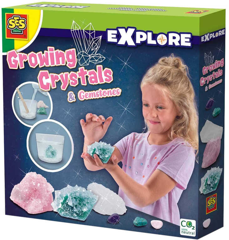 SES CREATIVE Rostoucí krystaly a drahokamy experimentální set v krabici