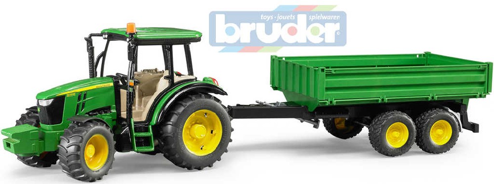 Fotografie BRUDER 02108 (2108) Traktor John Deere 5115M set s valníkem model 1:16 plast