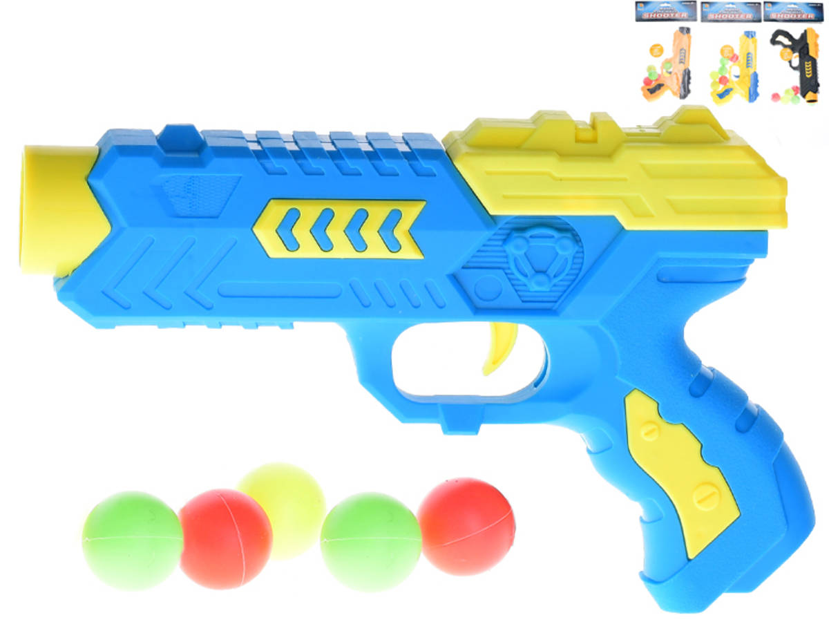 Fotografie Pistole dětská barevná na soft kuličky + 6 nábojů 4 barvy plast