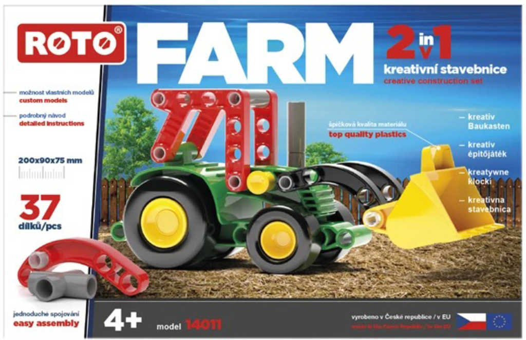 Fotografie ROTO Farm Traktor 37 dílků 2v1 konstrukční STAVEBNICE