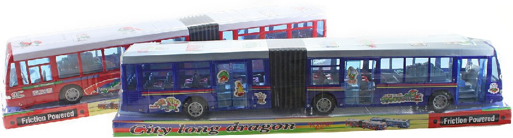 Fotografie Autobus velký kloubový 63cm harmonika na setrvačník funkční dveře 2 barvy
