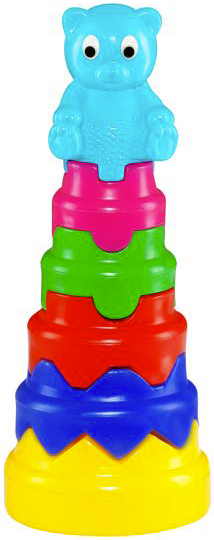 Fotografie PL Baby skládačka věž velká skládací tvary s medvídkem pro miminko 2 barvy