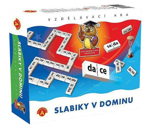 Fotografie Slabiky v dominu společenská hra vzdělávací v krabici 24x20cm