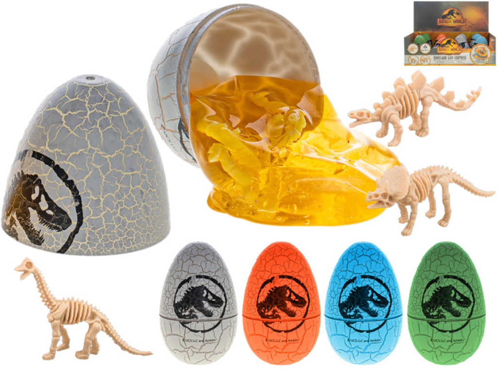 Dinosauří vejce se slizem Jurský Svět s kostrou dinosaura s překvapením 4 druhy