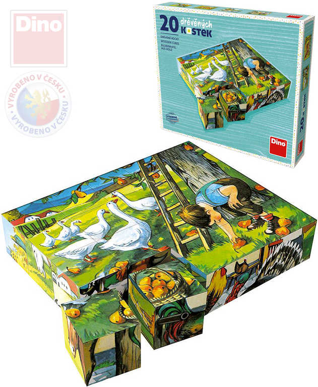 Fotografie Kostky kubus Na statku dřevo 20 ks v krabičce 20 x 16 x 4 cm
