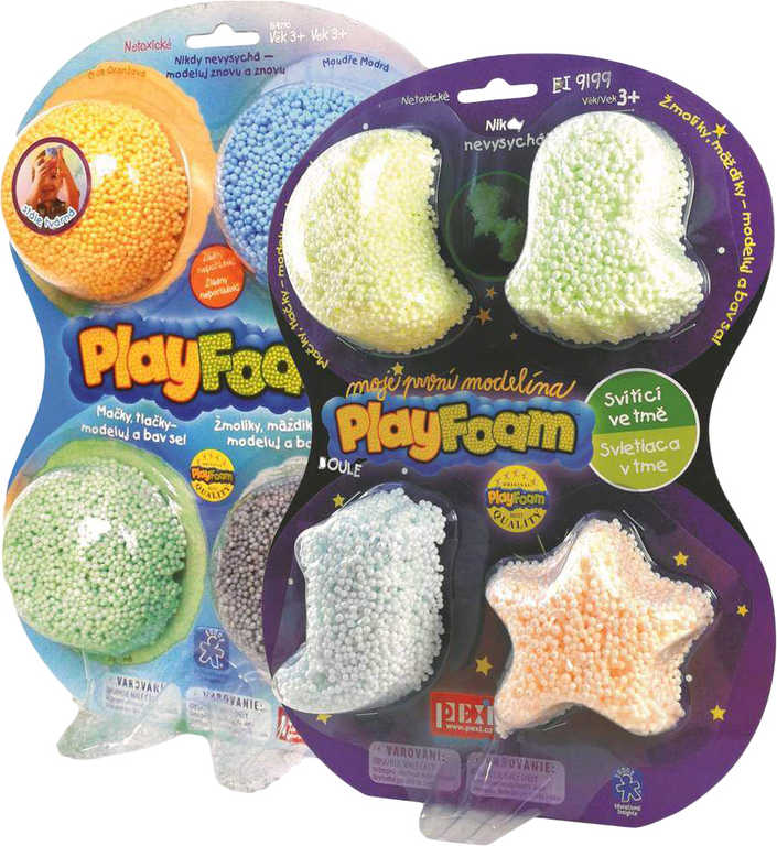 PlayFoam pěnová kuličková modelína set 8 barev svítí ve tmě fosforeskuje