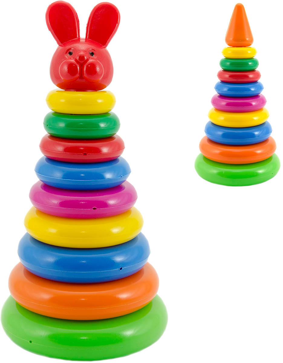Pyramida s kroužky navlékací baby věžička barevná 2 druhy plast