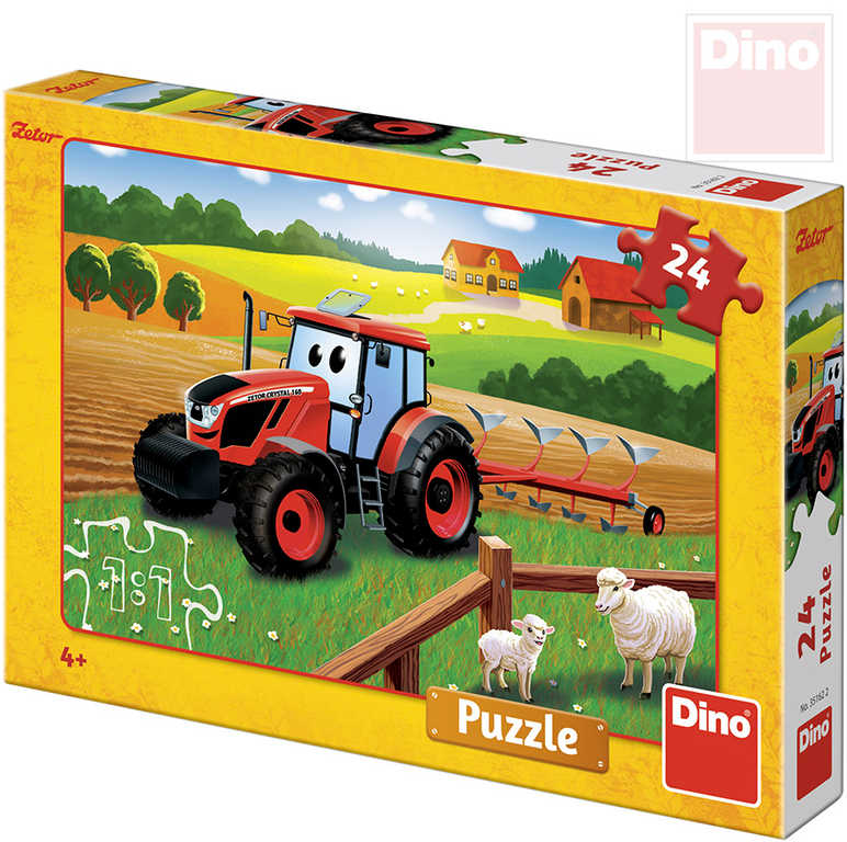 DINO Puzzle 24 dílků Traktor Zetor orba na poli 26x18cm skládačka v krabici