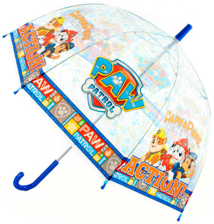 Fotografie Deštník dětský Tlapková Patrola transparentní manuální 68cm