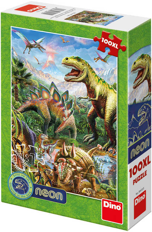 Fotografie Puzzle 100XL Svět Dinosaurů neon