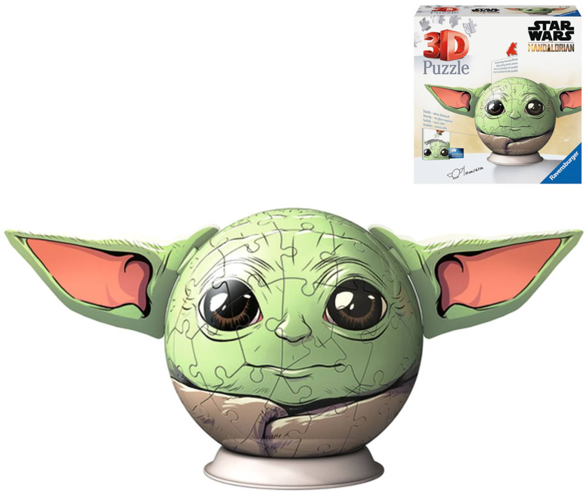 Fotografie RAVENSBURGER Puzzleball 3D Star Wars Baby Yoda Pokeball skládačka 72 dílků