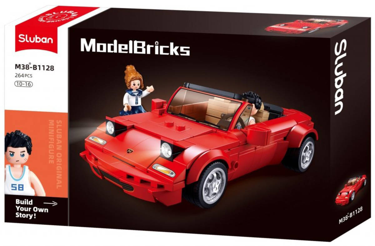 Fotografie SLUBAN Model Bricks Sportovní vůz MX5 264 dílků + 2 figurky STAVEBNICE