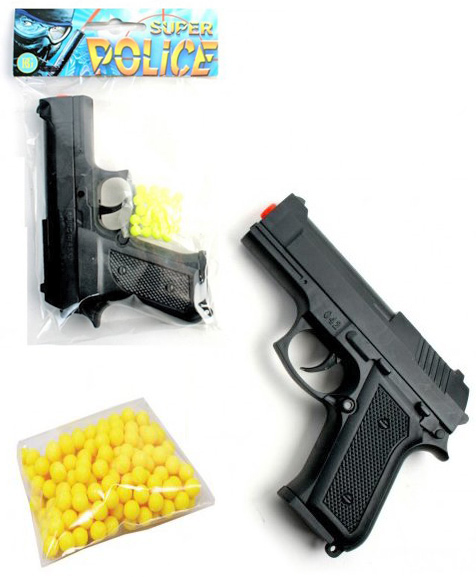 Fotografie Pistole kuličkovka 13cm policejní revolver na kuličky set s náboji plast