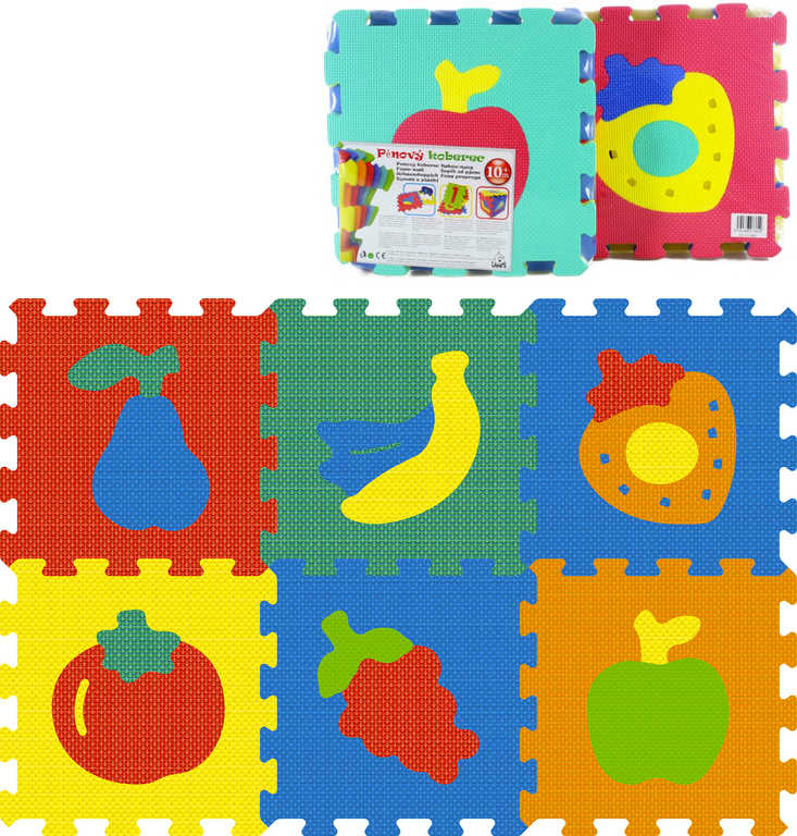 Fotografie Baby koberec (pěnové puzzle na zem) ovoce, zelenina měkké bloky set 6ks