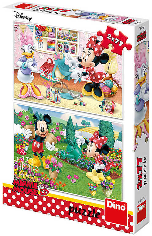Fotografie DINO Puzzle 2x77 dílků Disney Pracovitá Minnie skládačka 26x18cm