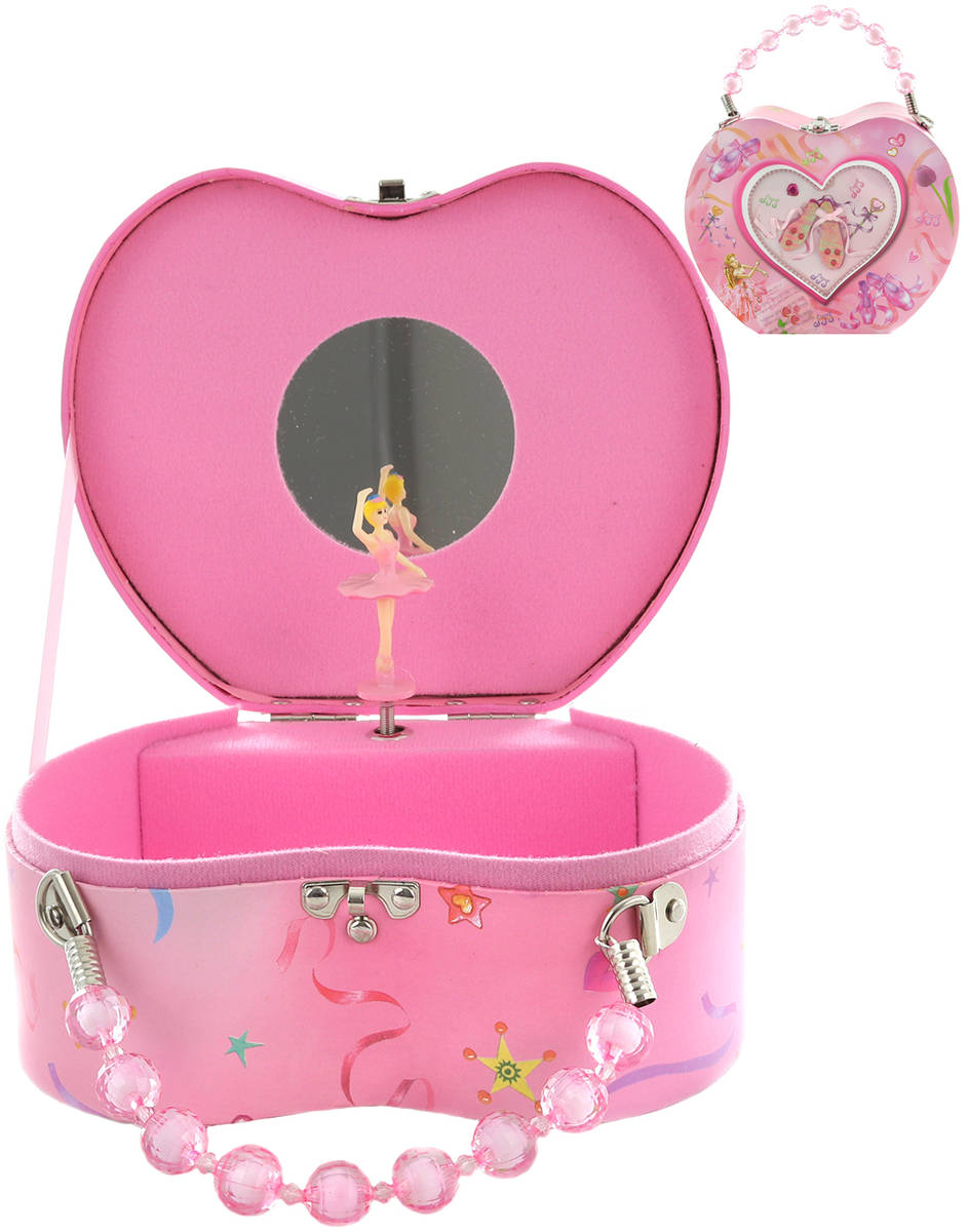 Fotografie Šperkovnice hrací skříňka kabelka s panenkou baletkou na natažení karton